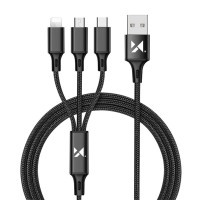 Cablu incarcare NYTRO 3in1 (Micro-USB, USB-C, Lightning), 2.8A, 1,25M, Negru