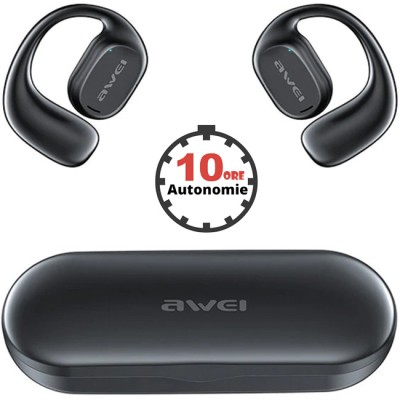 Casti wireless AWEI T69 Sport + AIR Conduction Bluetooth 5.2 IPX6 Black
