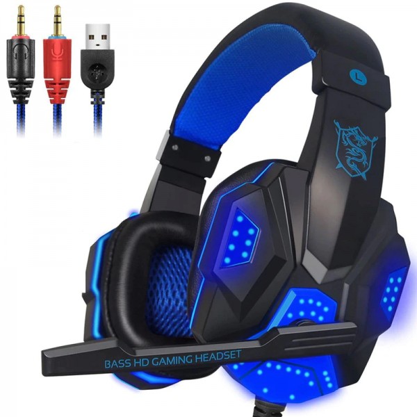 Casti gaming NYTRO PC780, Over-Ear, 40mm, Bass HD, Microfon ajustabil, LED Blue, Pernute piele PU, Black