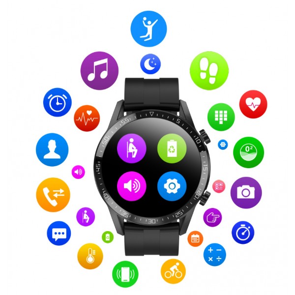 Ceas smartwatch L13, Senzori Monitorizare, Bluetooth, Afisare Notificari, Functie Telefon-Apelare, Black