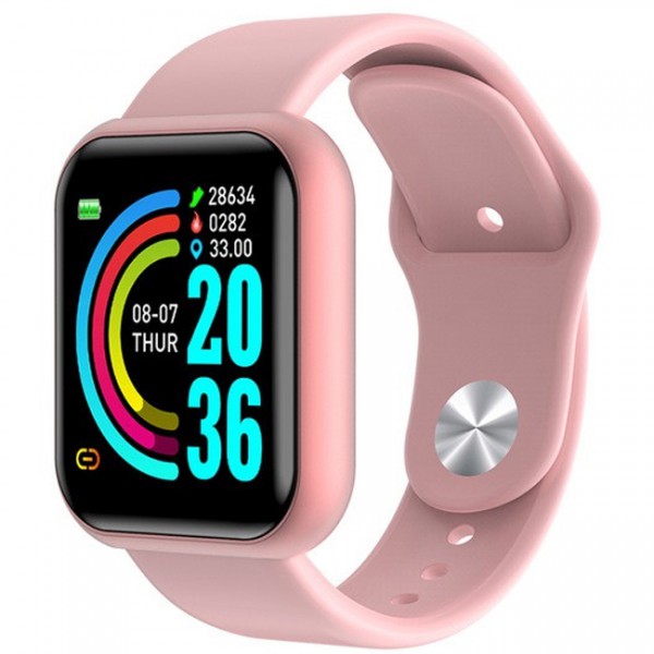 Ceas smartwatch L18, Bluetooth, Pedometru, Monitorizare Somn Puls Activitati, Notificari, Pink