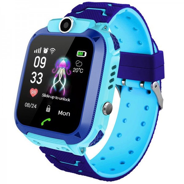 Ceas smartwatch monitorizare copii Q12 Kids, SIM, Camera, Localizare LBS, SOS, Blue