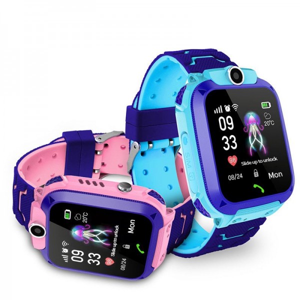 Ceas smartwatch monitorizare copii Q12 Kids Pink, SIM, Camera, Localizare LBS, SOS