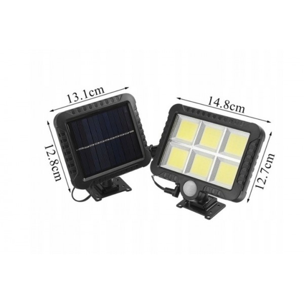 Lampa luminoasa solara FL100 COB, Senzor lumina, 1200mAh, Telecomanda, Cablu 5m