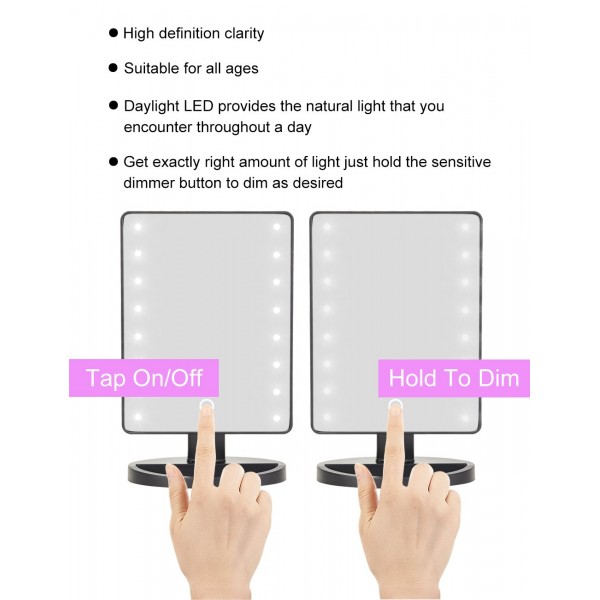 Oglinda cosmetica machiaj iluminata, 10.5 inch, 16 LED-uri, Buton Tactil
