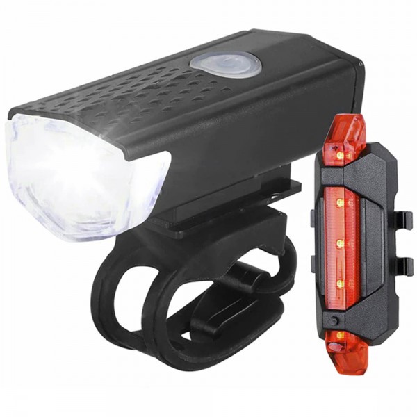 Set Lanterna LED Bicicleta / Trotineta, Far si Stop, 3 Functii Lumina, Acumulatori Reincarcabili