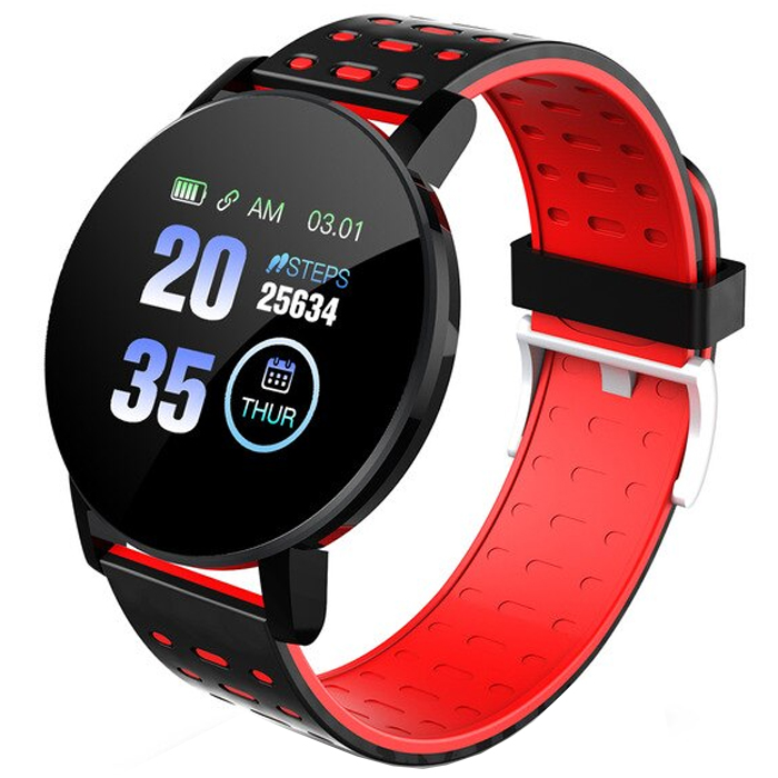 Ceas smartwatch P119 Plus, Bluetooth, Monitorizare Fitness Activitati Sanatate Puls Oxigen, Notificari, Red evogsm.ro imagine noua tecomm.ro
